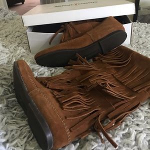 Brown 3 Layer Fringe Boots